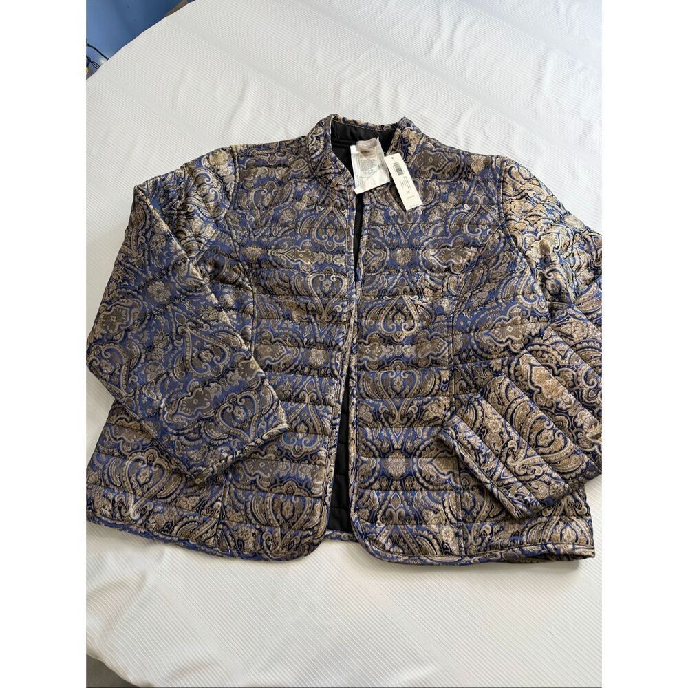 NWT Chico’s Reversible Quilted Paisley Lightweight Puffer Jacket Size 4 US XXL